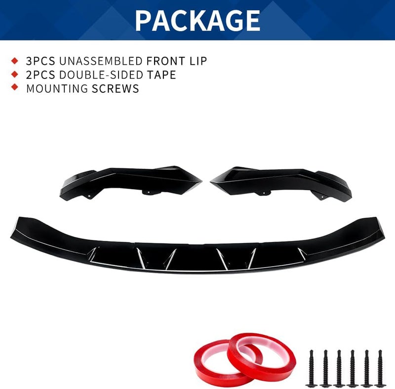 XPHAZZ Front Bumper Lip Compatible with BMW (2021-IN) G80 M3 G82 G83 M4 Competition Splitter MP-Style ABS Gloss Black - Image 5